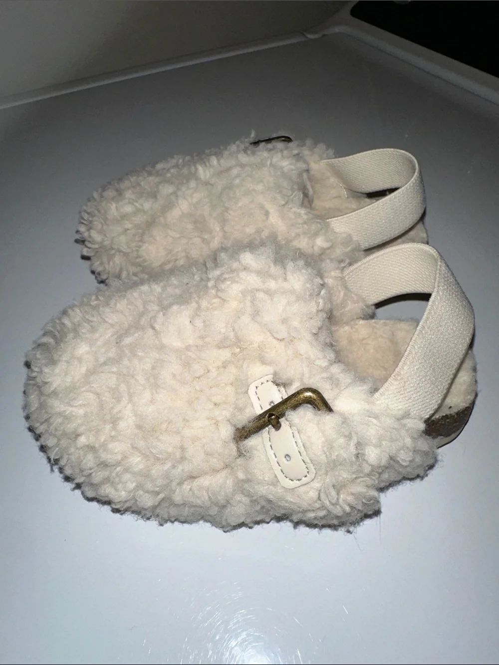 Cozy Sherpa Slingback Clogs in Cream